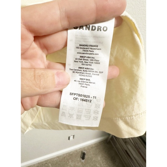 Sandro Adelin Peace T-Shirt Short Sleeve Crew Neck Organic Cotton Ecru Size XL - Picture 5 of 6